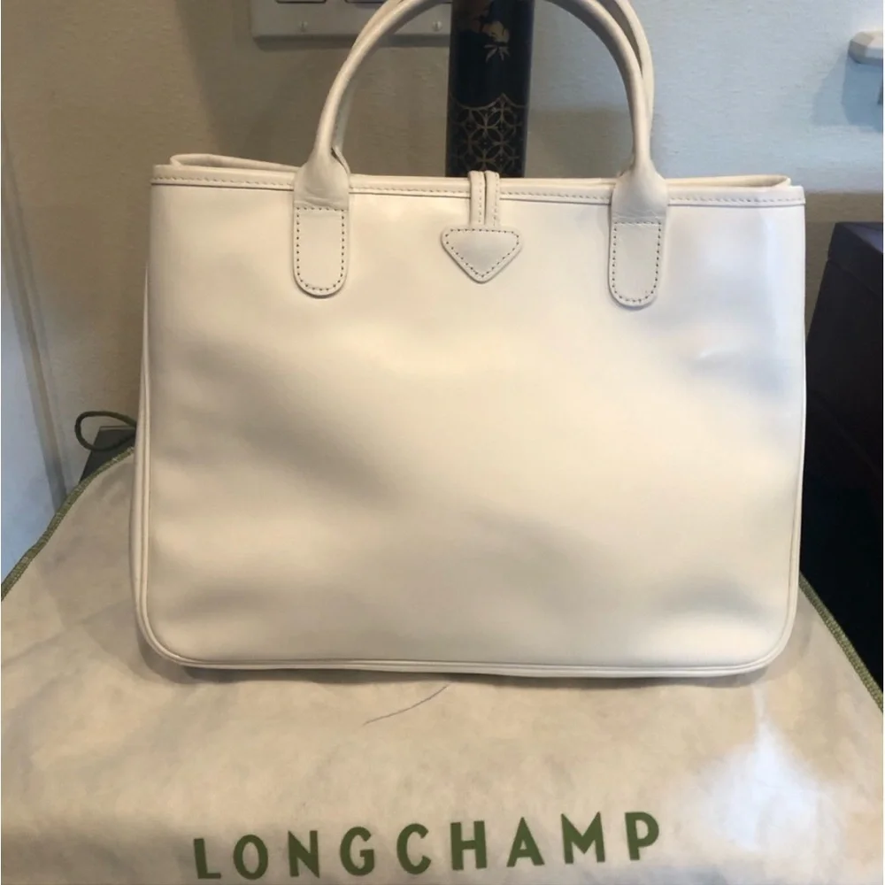 LONGCHAMP ROSEAU LEATHER TOTE NWOT WHITE - Picture 12 of 15